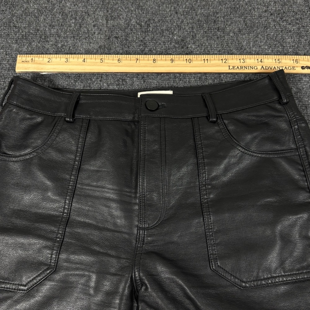 Pilcro Anthropologie Wide Leg Faux Leather Pants Black Women's Size 30P (30x26) - Picture 9 of 13
